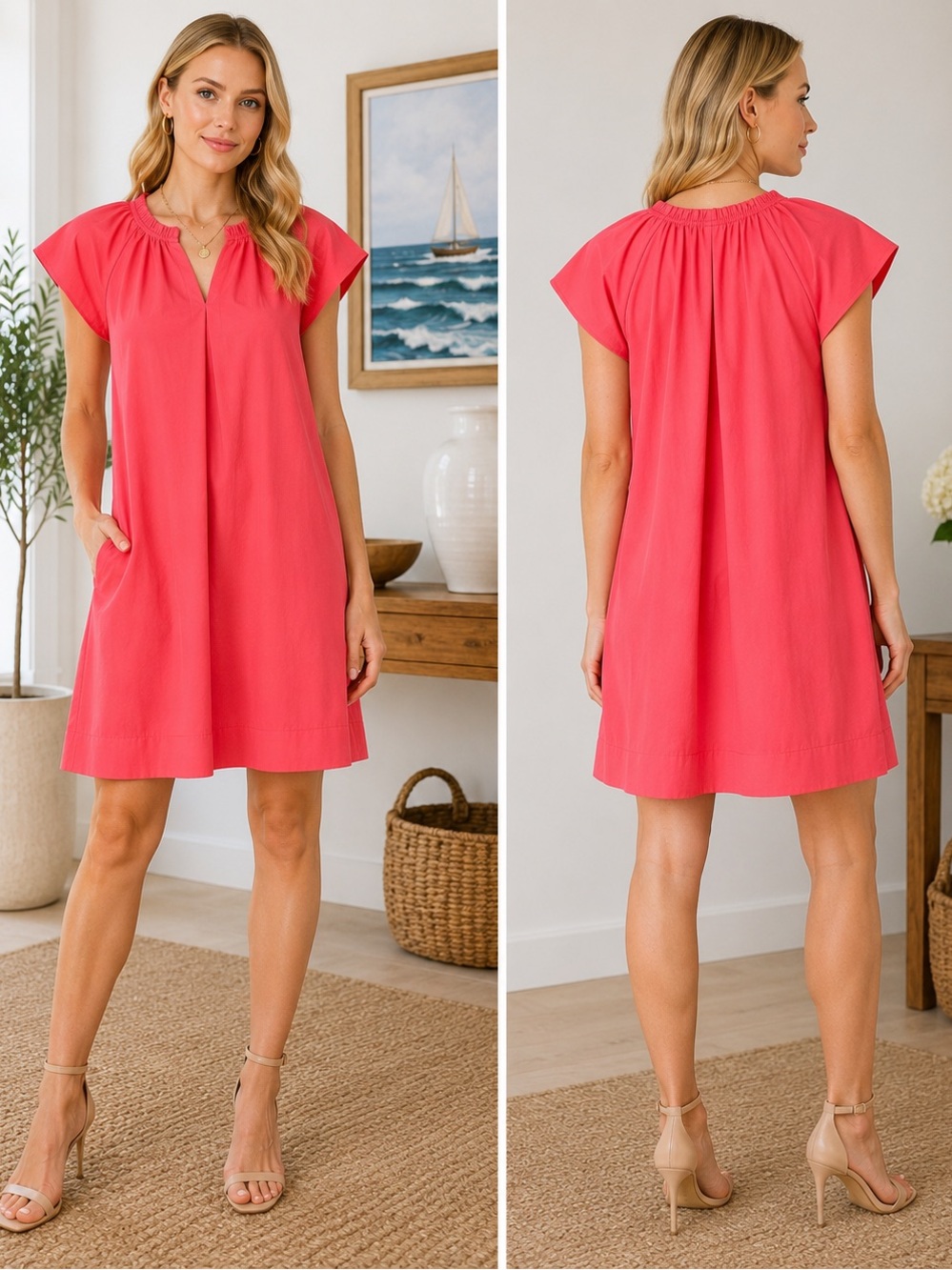 Tuckernuck Pomander Place Vivi Flutter Sleeve Pink Mini Dress Size Large NWT
